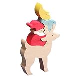 木のおもちゃ　組み木　小黒三郎　トナカイとサンタとハト　S