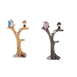 F Fityle ミニチュア　フクロウ　ブランチ　盆栽プランター　妖精　庭　装飾　贈り物　２個　可愛い　飾り　