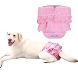 KUVEELA PET 犬用マナーパンツ 犬用 メス サニタリーパンツ 犬用パンツ 雌 犬用生理パンツ 犬用オムツカバー 女の子 メス 発情期用 通気性 吸水性良い 再利用可能（ピンク S）