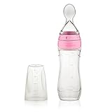 Pixco Feederのスプーンを使った自宅の赤ちゃん哺乳瓶新生児の栄養補助食品のための食用米穀類シリコンボトル (ピンク)