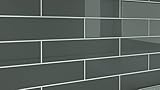 グラファイトグレーガラスタイル、A Deep Gray With aロットの文字。Perfect for Kitchens and BATHROOOMS。 Color Sample グレー BLK-G