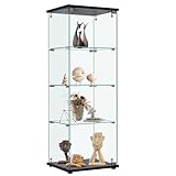 オーエスジェイ(OSJ) コレクションケース ガラスディスプレイキャビネット フィギュアケース 4段 ブラック 強化ガラス 全面ガラス