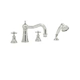 Rohl U.3748X-PN Georgian Era Roman Tub Faucet with Hand Shower and Metal Cross Handles, Polished Nic