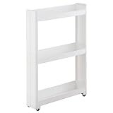 【キッチンワゴン スリム キャスター付き ホワイト スリムワゴン】幅12.5×奥行55×高さ76.2cm 3段(B489)