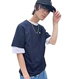 [フィラ] Tシャツ 半袖 メンズ 綿100% クルーネック 無地 バッグプリント グラデーション 天竺 レギュラーサイズ 夏服 ネイビー