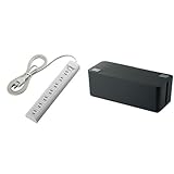 ELECOM 電源タップ 雷ガード 一括スイッチ マグネット付き 抜け止めコンセント 7個口 2m T-Y3A-2720WH+ELECOM ケーブル収納ボックス 6個口電源タップ収納 ブラック EKC