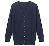 [アンファミエ] カーディガン 自宅で洗える なめらか 綿混 Vネック ロング丈 看護師 オフィス ナース 普段着 冷え対策 M ブルーネイビー