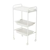 シンプルワゴン 3段 ( 引出し付 ) 幅48.5cm×奥行30cm×高さ86cm ホワイト [ エステワゴン ネイルワゴン キッチンワゴン マルチワゴン サイドワゴン キャスター付き 収納 業務用 サロン ワゴン ラック ]