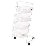 Lesige 収納ワゴン キャスター付き バスケットワゴン 4段 バスケットトローリー 省スペースワゴン 多機能 収納カゴ 大容量 収納ラック (ホワイト)