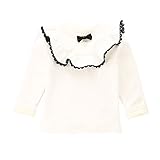 子供服 女の子 ブラウス レース 厚手 トップス 長袖 可愛い ガール ファッションズ ベビー 赤ちゃん 幼児 秋 冬 ファッション フォーマル カジュアル プレゼント (XL, ホワイト)