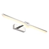 LEDランプミラー、浴室用トイレシンク、ステンレス鋼基材、水、霧、銀14W62cm（24.4インチ）