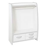 【地球家具】【キッズ収納】子供用 服かけ 安全設計 完成品  安心やわらかEVA素材 おしゃれなハンガーラック 日本製(ホワイト, ワイド)