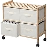 キャスター付きチェスト/タンス(リリー ワゴンチェスト) 木製(杉) LFS-376NA ナチュラル