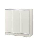 岩附(IWATSUKI) 扉付き収納棚 ホワイト 幅80cm 奥行31.4 高さ90 オーダー 幅木よけカット加工無し MIO-9080RWH