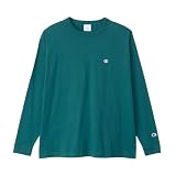 [チャンピオン] 長袖Tシャツ 長袖 丸首 綿100％ ワンポイントロゴ リラックスフィット ドロップショルダー ロングスリーブTシャツ メンズ C8-A409Z ディープグリーン S