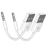 iPod shuffleケーブル、2パック3.5 MMジャック/プラグto USB USB電源充電器同期データ転送ケーブルfor Ipod Shuffle 3rd 4th mp3 / mp4