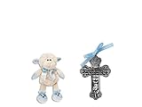 Precious BABY BOY Keepsake Gift Set - CRIB CROSS Medal & Plush LAMB Blue BAPTISM by CA/KL