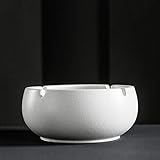 CXQ 粗陶器の陶器家の居間レトロミニマリズムクリエイティブトレンド灰皿 (Color : White)