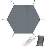 Farfly テントシート グランドシート 六角 防水 軽量 厚手 ヘキサゴン ワンポールテント用 シート ヘキサ コンパクト 持ち運び便利 収納袋つき ペグ付き 220x260cm