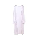 【TaoTech】 カーディガン 110cm モダール ロング丈 9色 薄手 体型カバー UVカット レディース (ホワイト, フリーサイズ)