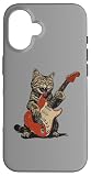 ロックンロール ギター 猫 ビンテージ ROCK ギタリスト 猫 スマホケース iPhone 16 用