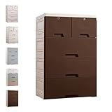 Fkstyle リビング チェスト おしゃれ 4段 5段 収納 ボックス 鍵付き 衣類 衣装 ランドリー ケース タンス プラスチック [並行輸入品]