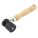 uxcell 壁紙シームローラー　ステンレスシームローラー　塗装用具　ウッドハンドル　滑らかな表面 ブラック