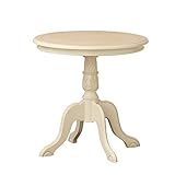 ラウンドテーブル サイドテーブル 【コモ】 木製 マホガニー 丸型 アンティーク調 ホワイト 白 【完成品】