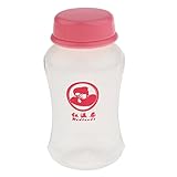 Prettyia ベビー　ガラス　母乳保存ボトル　哺乳瓶　ふた付　150ml　3色選べ - ピンク