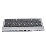ハブ付き78キーキーボード、11 in 1 VGA/HDMI/USB C/USB A/ストレージカードスロット/メモリカードスロット/イーサネット/PD/3.5mm 4K 10Gbps 1000Mbps 100Wドッキングステーション、キーボード付き