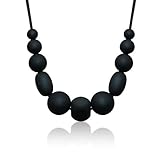 Siliconies Medley Necklace - Silicone Bead Necklace (Teething/Nursing) (Black) by Siliconies