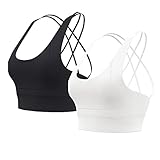 [FLYSHION] スポーツブラ 揺れない ブラジャー スポーツブラジャー しっかりサポート ノンワイヤー ヨガブラ トレーニング レディース 2枚組