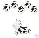 loonballoon図ブラックホワイトCow Spotsファームパーティーベビー赤ちゃん動物マイラーラテックスバルーン