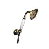 Homedecレトロスタイル真鍮ハンドヘルドシャワーヘッドホース&ホルダーセラミックBrozen Carvedアンティーク仕上げ
