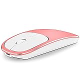 Vesterワイヤレスマウス 薄型 瞬時接続 無線マウス【Bluetooth 2.4G 3DPIモード 5.1 充電式】4ボタンを調整可能 コンパクト type-C変換アダプタ付属 ワイヤレス 小型 高感度 省エネルギー 在宅勤務/テレワーク用 持ち運び便利 多機種対応 (ローズゴールド)
