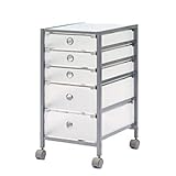 イーサプライ 書類 小物の整理に便利で家庭でもSOHOでも使えるガラス天板キャビネット 5段タイプ EED-SNW002