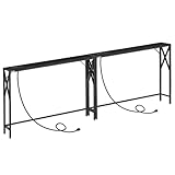 MAHANCRIS ソファテーブル 充電ステーション付き 39.4インチ コンソールテーブル 狭い玄関テーブル スリム廊下テーブル レトロカウチテーブル 玄関/玄関/リビング/廊下用 ブラック CTHB151E01S2 2個パック