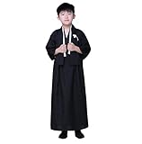 キッズ 着物 袴 和装 子供 ジンベエ セット 甚平 フォーマル ロンパース キッズ カバーオール 紋付袴 子供用 (150cm, ブラック)