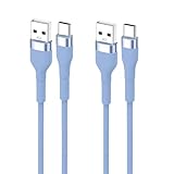 SLEIJAOOE USB Type C ケーブル 0.5m 2本セット 絡まないケーブル シリコン素材採用 66W高速充電 USB-A to USB-C USB2.0データ転送 高耐久性 スマートフォン・タブレット・ゲーム機等Type-C 機器対応(ブルー)