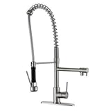 Ruvati RVF1290B1ST 28" Pre-Rinse Commercial Style Kitchen Faucet with Deck Plate, Stainless Steel [並