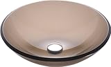 Kraus GV-103FR-CH Frosted Brown Glass Vessel Bathroom Sink with PU-MR Chrome by Kraus