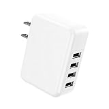 USB 充電器 4ポート 24W ACアダプター USB コンセント【PSE認証済】4台同時充電可能 2.4A超高出力 合計最大出力4.8A 高速充電 USB電源アダプター コンパクト 軽量 ACコンセント スマホ充電器 iPhone/iPad/Android その他のUSB機器対応 (ライスホワイト)