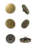 haoa ボタン 金属 釦 ぼたん アンティークゴールド メタル合金 フラット 平型 縁あり 足つき 洋裁 洋服 手芸 クラフト 直径17mm 20mm 22mm 6個セット (フラットタイプ, 17mm)