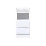 アルファタカバ ナイトテーブルコンセント付 2.5cm刻み選べるサイドテーブル 幅27.5cmイッセ(ホワイト)