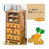 サン・ハーベスト はいちょう付き野菜ストッカー 40cm幅　KP-5040LBR 【送料無料】（キッチン収納）