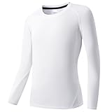 [Nesseo] スポーツインナー キッズ 長袖 アンダーシャツ コンプレッション ウェア シャツ ジュニア ストレッチ [ UVカット 吸汗速乾 ] 3273wh-160