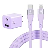 iphone 充電器 ケーブル セット pd充電器 20W 急速充電器 ipad 充電器 USB PD 対応 PSE技術基準適合 アイホン 充電 ACアダプター 電源アダプタ TYPE-C 充電 コード スマホ充電器 コンセント 電源アダプター iPad iPhone14 Pro 13 12 11 x 8 7mini Plus (パープル, AC充電器+Type-C to ライトニング 1m)
