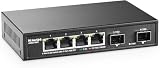 MokerLink 4ポート2.5Gイーサネットスイッチ、2x10G SFP、4 x 2.5Gigabit Base-Tポート、10/100/1000Mbps対応、メタル製アンマネージドファンレスネットワークスイッチ