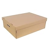 KKCF 段ボールふた付き穴の開いたハンドル3層の段ボールフラットパッケージストレージ用品, 55x43x18cm, 1パックにつき10/20 (色 : Quantity10, サイズ さいず : 55x43x18cm)