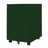 MR-STORE　３段スチールワゴン　鍵付き　オールロック (グリーン)